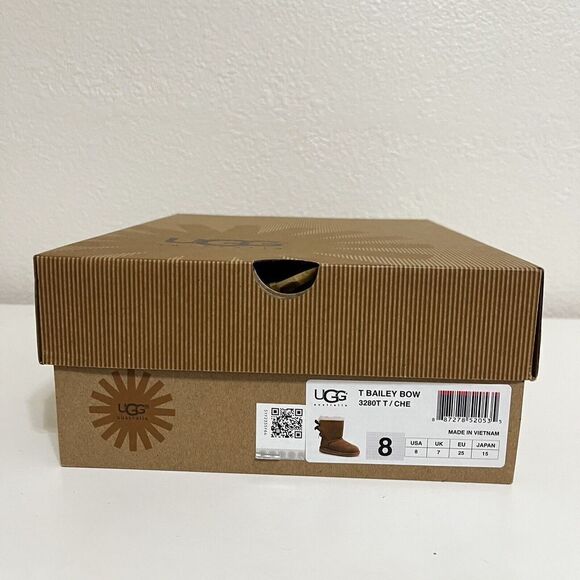 UGG Australia Bailey Bow II Boots Chestnut Toddler Girls Size 8 NEW in BOX - Picture 13 of 14